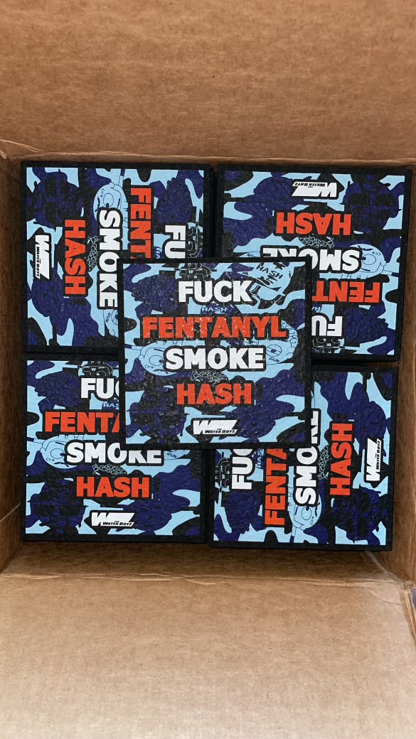 Fuck Fentanyl Smoke Hash Blue Camo Dab Mat