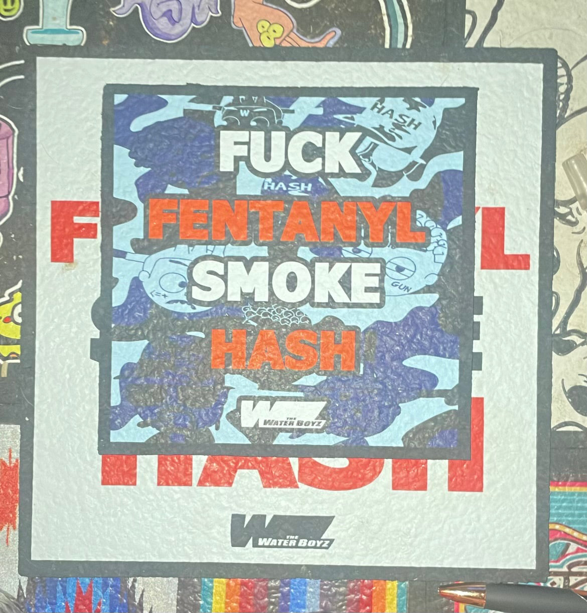 Fuck Fentanyl Smoke Hash Blue Camo Dab Mat
